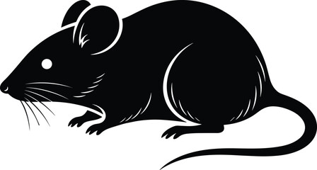 Mouse vector illustration, rodent silhouette, simple design concept, whisker detail, small creature, graphic art, wildlife depiction, black shape, side profile