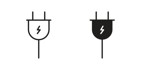 Plug adapter icon flat black and white logo