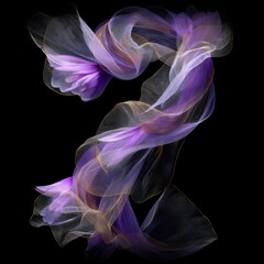 Naklejka premium Digit 7 Elegant Orchid Organza Letters Overlays Collection for Luxury Branding and Wedding Stationery with Delicate Floral Patterns and Soft Pastel Colors