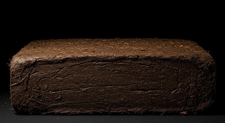 Fototapeta premium Dark Rich Chocolate Block with Textured Surface on Black Background