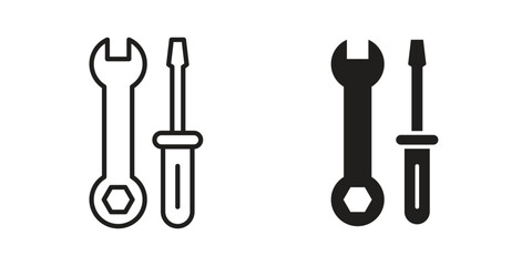 Repair tools icon flat black and white logo