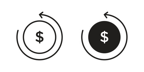 Refund icon flat black and white logo