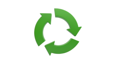 Three green arrows in a circular loop recycling symbol.