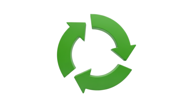 Three green arrows in a circular loop recycling symbol.