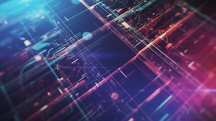 Abstract Digital Network Grid with Light Trails technology