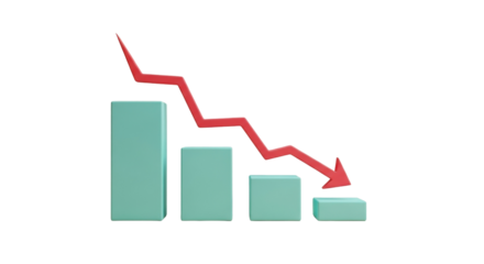 Business Bar Chart Showing Steep Decline.