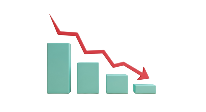 Business Bar Chart Showing Steep Decline.