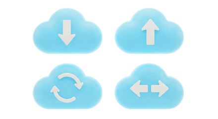 Cloud Computing Icons: Download Upload Sync and Transfer.