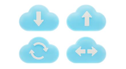 Cloud Computing Icons: Download Upload Sync and Transfer.