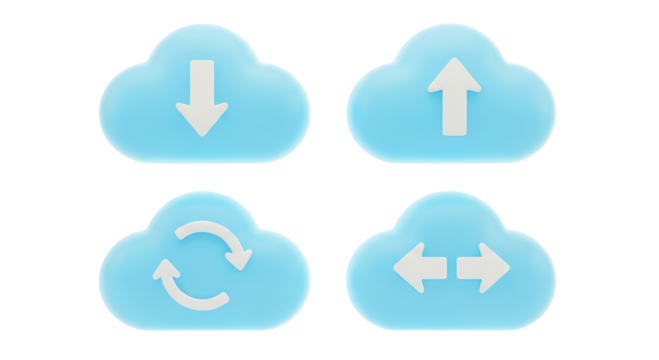 Cloud Computing Icons: Download Upload Sync and Transfer.