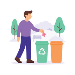 Throwing Trash, Putting waste into a garbage bin