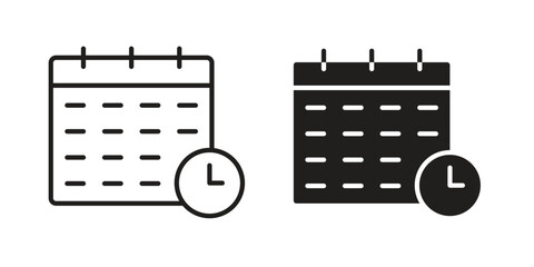 Schedule icon flat black and white logo