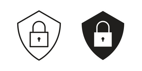 Security lock icon flat black and white logo