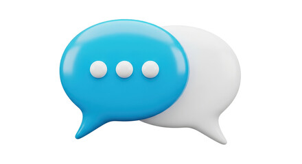 3D blue and white speech bubble icons for communication.