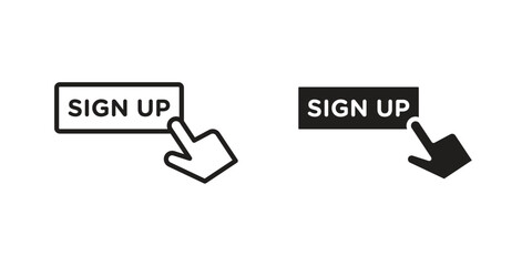 Sign up icon flat black and white logo