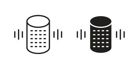 Smart speaker icon flat black and white logo
