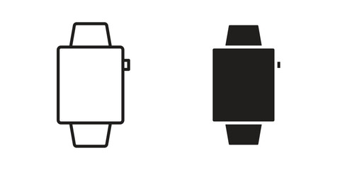 Smartwatch icon flat black and white logo