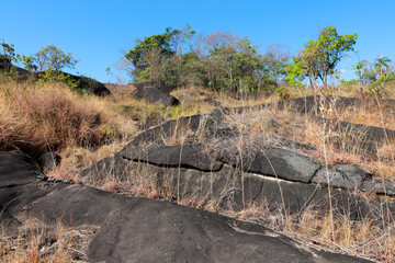 Rock formation on the Trail leading down to the Vale da Lua in Chapda dos Veadeiros near the city of Alto Paraiso 
