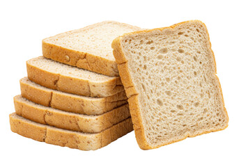 Isolated Slices of Wheat Bread Stacked Up, Healthy Staple Food for Breakfast or Lunch
