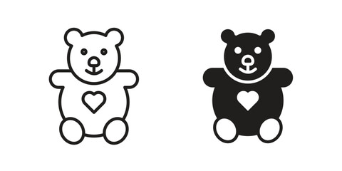 Teddy bear icon flat black and white logo