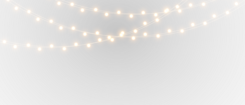 Golden string lights overlay festive garland glow background PNG.