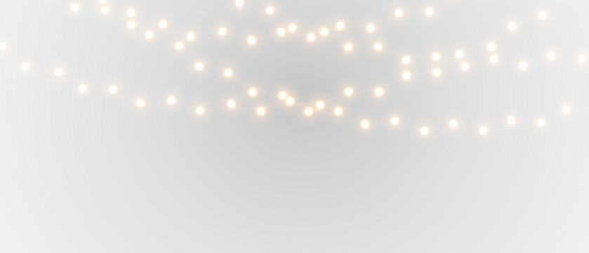 Golden string lights overlay festive garland glow background PNG.