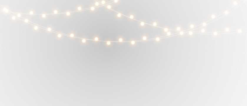 Warm Christmas garland lights isolated. Holiday glowing string illumination for greeting cards and cozy festive atmosphere.