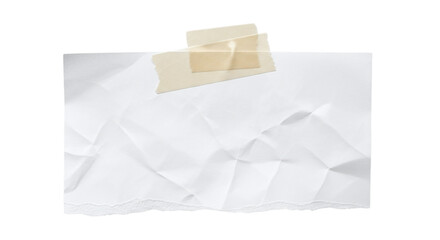 Crumpled paper note with tape on black background
