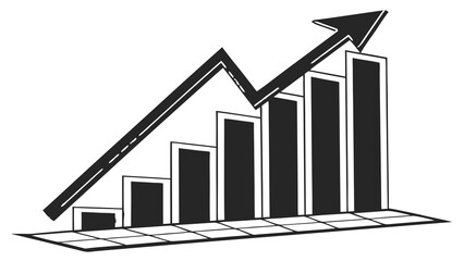 Illustration of a bar graph with an arrow pointing upwards indicating growth and positive trend line vreated with genrated ai