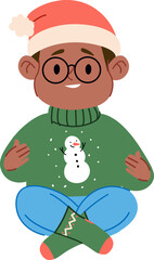 Child in Festive Sweater Sitting