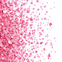 Abstract scattering of pink petals on white background, festive decoration concept