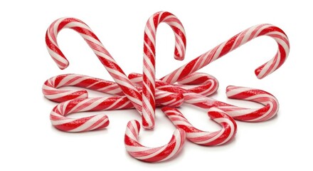 Festive Christmas Candy Canes Isolated on White Background for Holiday Season