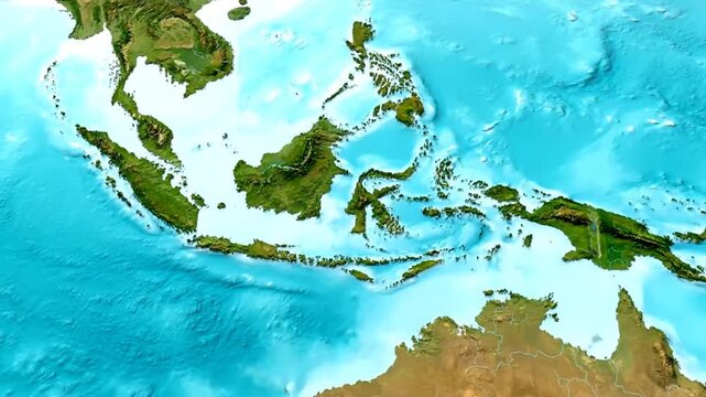 Geographic representation of southeast asia with topographical relief