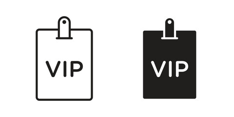 VIP pass icon flat black and white logo