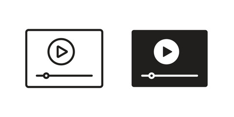 Video tutorial icon flat black and white logo