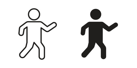 Walking icon flat black and white logo