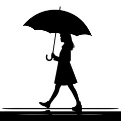 Silhouette of man and woman holding umbrella in the rain