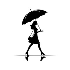 Silhouette of man and woman holding umbrella in the rain
