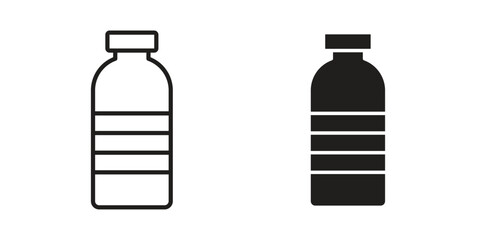 Water bottle icon flat black and white logo