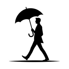 Silhouette of man and woman holding umbrella in the rain