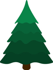 Minimalist layered vector illustration of a pine Christmas tree in shades of deep green, isolated clip art for simple and elegant winter holiday designs.