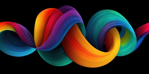 Abstract Colorful Pixelated Wave Shape On Black Background Illustrating Digital Art Concept