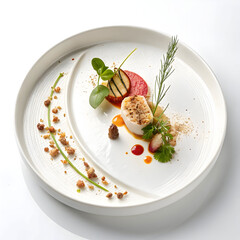 minimal white ceramic plate with luxury fine dinin