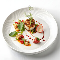 minimal white ceramic plate with luxury fine dinin