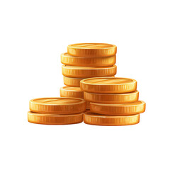 Stacks of Golden Coins on Transparent Background