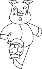 Pig Soccer player Soccer Animal Vector Graphic Art Ilustration