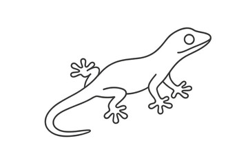 Obraz premium Isolated gecko outline illustration on transparent background, reptile art