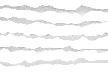 Obraz premium Ripped torn paper edges set isolated on black background