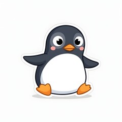 Obraz premium A funny cartoon illustration of a cute penguin character, a fun winter animal enjoying the cold antarctica ice