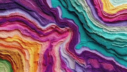 Abstract Digital Art with Flowing Wavy Textures and Vibrant Color Palettes